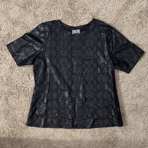 K Jordan Black Snake-Embossed Crew Neck Top